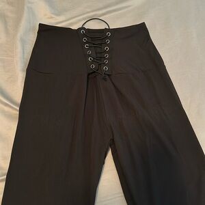 Tie up cotton stretch yoga pants